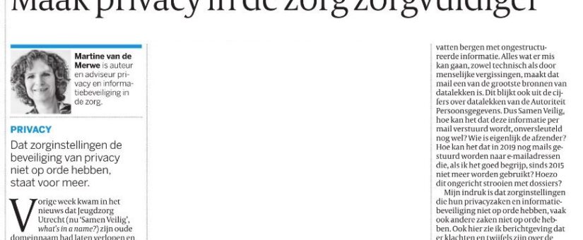 Maak privacy in de zorg zorgvuldiger
